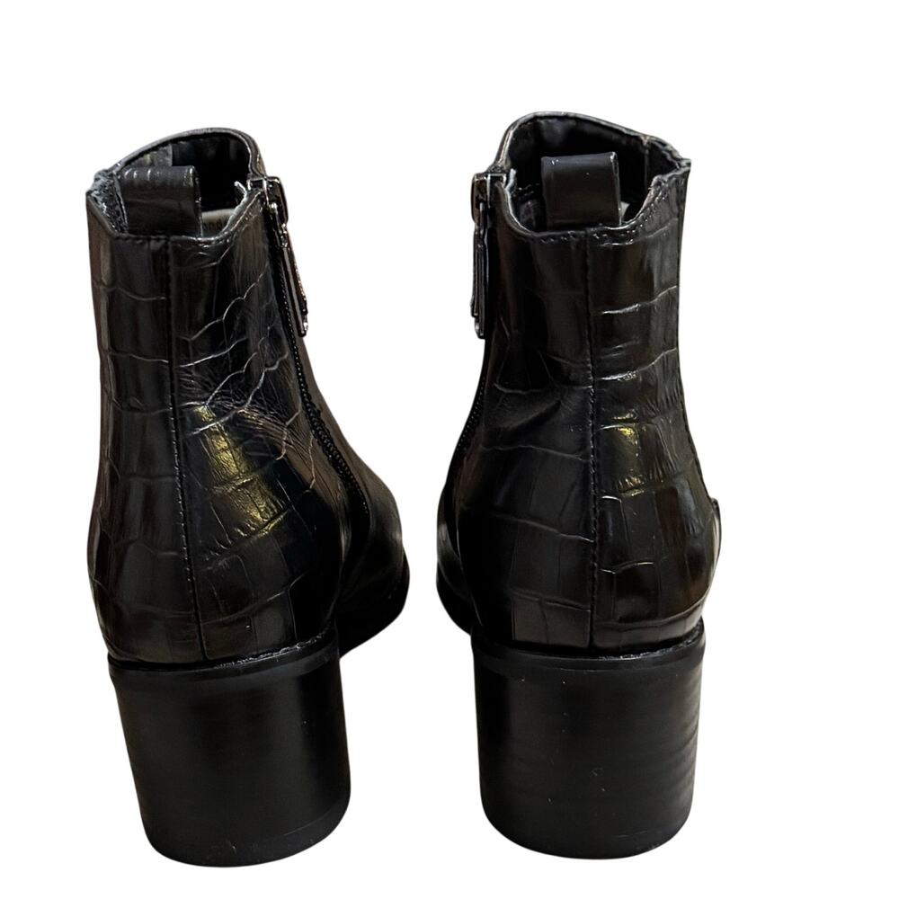 Blondo Elvina Waterproof Croc Embossed Ankle Boots Black 7.5 - Picture 3 of 7